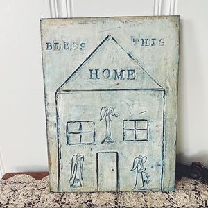 Bless This Home Mixed Media Handmade Art Painting